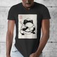 Japanese Grumpy Frog Baseball Player Baseball Men's V-Neck T-Shirt Japanese Grumpy Frog Baseball Player Baseball Men's V-Neck T-Shirt