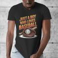Just A Boy Who Loves Baseball Player Kids Men's V-Neck T-Shirt
