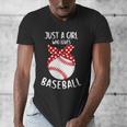 Just A Girl Who Loves Baseball Cute Retro Baseball Lover Men's V-Neck T-Shirt