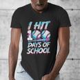 Kids 100 Days Of School 100th Day Baseball Ice Cream Drip Men's V-Neck T-Shirt