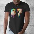 Kids Meme 67 Number Six 6 Seven 7 Ice Cream Drips Baseball Men's V-Neck T-Shirt Kids Meme 67 Number Six 6 Seven 7 Ice Cream Drips Baseball Men's V-Neck T-Shirt