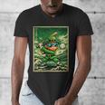 Leprechaun Playing Baseball Japanese Art St Patricks Day Men's V-Neck T-Shirt Leprechaun Playing Baseball Japanese Art St Patricks Day Men's V-Neck T-Shirt