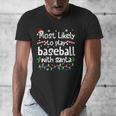 Most Likely To Play Baseball With Santa Christmas Matching Men's V-Neck T-Shirt Most Likely To Play Baseball With Santa Christmas Matching Men's V-Neck T-Shirt
