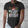 Most Likely To Play Baseball With Santa Christmas Baseball Men's V-Neck T-Shirt