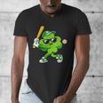Lucky Shamrock Playing Baseball St Patrick's Kids Boys Men's V-Neck T-Shirt Lucky Shamrock Playing Baseball St Patrick's Kids Boys Men's V-Neck T-Shirt