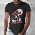Mask On Fear Gone Baseball Catcher Softball Men's V-Neck T-Shirt Mask On Fear Gone Baseball Catcher Softball Men's V-Neck T-Shirt