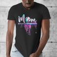Mom Baseball Ice Cream Drip Birthday Boy Family Men's V-Neck T-Shirt Mom Baseball Ice Cream Drip Birthday Boy Family Men's V-Neck T-Shirt