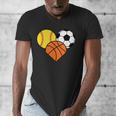 Mom Sports Heart Soccer Basketball Baseball Softball Men's V-Neck T-Shirt Mom Sports Heart Soccer Basketball Baseball Softball Men's V-Neck T-Shirt