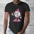 Pink Ribbon Baseball Breast Cancer Awareness Men's V-Neck T-Shirt Pink Ribbon Baseball Breast Cancer Awareness Men's V-Neck T-Shirt