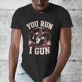 You Run I Gun Baseball Catcher Softball Player Men's V-Neck T-Shirt You Run I Gun Baseball Catcher Softball Player Men's V-Neck T-Shirt