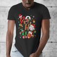 Santa Baseball Football Soccer Pajamas Ho Ho Christmas Xmas Men's V-Neck T-Shirt Santa Baseball Football Soccer Pajamas Ho Ho Christmas Xmas Men's V-Neck T-Shirt