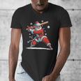 Santa Playing Baseball Christmas Candy Cane Fun Xmas Holiday Men's V-Neck T-Shirt Santa Playing Baseball Christmas Candy Cane Fun Xmas Holiday Men's V-Neck T-Shirt