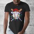 Santa Sports Christmas Baseball Player Men's V-Neck T-Shirt