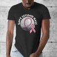 Save 2nd Base Breast Cancer Awareness Pink Ribbon Baseball Men's V-Neck T-Shirt Save 2nd Base Breast Cancer Awareness Pink Ribbon Baseball Men's V-Neck T-Shirt