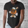 Spooky Jack O Lantern Baseball Halloween Costumes Boys Men's V-Neck T-Shirt Spooky Jack O Lantern Baseball Halloween Costumes Boys Men's V-Neck T-Shirt