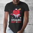 Stealing Hearts And Bases Baseball Player Valentine's Day Men's V-Neck T-Shirt Stealing Hearts And Bases Baseball Player Valentine's Day Men's V-Neck T-Shirt