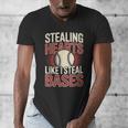 Stealing Hearts Like I Steal Bases Baseball Valentine Retro Men's V-Neck T-Shirt Stealing Hearts Like I Steal Bases Baseball Valentine Retro Men's V-Neck T-Shirt