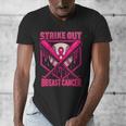 Strike Out Breast Cancer Baseball Ice Cream Drip Men's V-Neck T-Shirt Strike Out Breast Cancer Baseball Ice Cream Drip Men's V-Neck T-Shirt