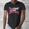 Strike Out Cancer Breast Cancer Awareness Baseball Warrior Men's V-Neck T-Shirt Strike Out Cancer Breast Cancer Awareness Baseball Warrior Men's V-Neck T-Shirt