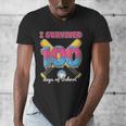 I Survived 100 Days Of School Baseball Cream Drip Boys Men's V-Neck T-Shirt