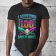 I Survived 100 Days Of School Baseball Drip Men's V-Neck T-Shirt I Survived 100 Days Of School Baseball Drip Men's V-Neck T-Shirt
