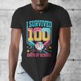 I Survived 100 Days Of School Baseball Drip Students Teacher Men's V-Neck T-Shirt