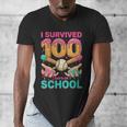 I Survived 100 Days Of School Baseball Ice Cream Drip Men's V-Neck T-Shirt I Survived 100 Days Of School Baseball Ice Cream Drip Men's V-Neck T-Shirt