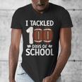 I Tackled 100 Days Of School Baseball Player Kids Teacher Men's V-Neck T-Shirt