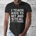 I Teach Kids To Hit And Steal Baseball Coach Sport Lover Men Men's V-Neck T-Shirt