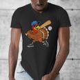 Turkey Baseball Thanksgiving Sports Humor Men Boy Kids Men's V-Neck T-Shirt