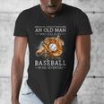 Never Underestimate An Old Man Who Still Plays Baseball Men's V-Neck T-Shirt