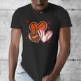 Valentines Baseball Basketball Football Heart Boy Men Men's V-Neck T-Shirt Valentines Baseball Basketball Football Heart Boy Men Men's V-Neck T-Shirt