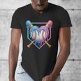 Valentines Baseball Heart Dripping Ice Cream Gen Z Alpha Men's V-Neck T-Shirt