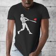 Valentines US Baseball Player Silhouette Heart Men's V-Neck T-Shirt Valentines US Baseball Player Silhouette Heart Men's V-Neck T-Shirt