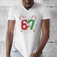67 Baseball Christmas Candy Cane Snowflake Holiday Sports Men's V-Neck T-Shirt