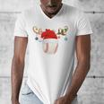 Baseball Christmas Reindeer Santa Hat Sports Player Xmas Men's V-Neck T-Shirt
