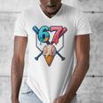 Baseball Ice Cream Drip 67 Six Seven Gen Alpha Slang Meme Men's V-Neck T-Shirt