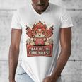 Chinese New Year 2026 Fire Horse Celebration Raglan Baseball Tee Men's V-Neck T-Shirt