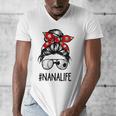Classy Nana Life Soccer Messy Bun Baseball Mother's Day Men's V-Neck T-Shirt