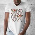 Coquette Bow XOXO Baseball Lover Heart Valentine Game Day Men's V-Neck T-Shirt