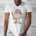 Cute Baseball Ice Cream Drip For Girls & Boys 2 Sides Men's V-Neck T-Shirt