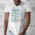 Don’t Hear What I Didn’t Say Autism Awareness Valentine Raglan Baseball Tee Men's V-Neck T-Shirt