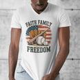 Faith Family Freedom Patriotic Christian Baseball Game Day Men's V-Neck T-Shirt Faith Family Freedom Patriotic Christian Baseball Game Day Men's V-Neck T-Shirt