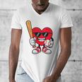 Heart Playing Baseball Valentines Day Men's V-Neck T-Shirt Heart Playing Baseball Valentines Day Men's V-Neck T-Shirt