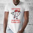 Hit Hard Run Fast Turn Left Baseball Player Premium Tri-Blend Men's V-Neck T-Shirt Hit Hard Run Fast Turn Left Baseball Player Premium Tri-Blend Men's V-Neck T-Shirt