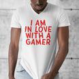 I Am In Love With A Gamer Cute Valentines Day Gamer Couple Raglan Baseball Tee Men's V-Neck T-Shirt