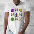 Mardi Gras Baseball Coquette Bow Fat Tuesday Parade Girls Men's V-Neck T-Shirt Mardi Gras Baseball Coquette Bow Fat Tuesday Parade Girls Men's V-Neck T-Shirt