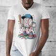 Melting Slime Sprinkle Baseball Mascot With Bat Men's V-Neck T-Shirt Melting Slime Sprinkle Baseball Mascot With Bat Men's V-Neck T-Shirt