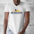 Milwaukee Baseball Minimalist City Skyline Baseball Lover Men's V-Neck T-Shirt
