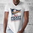 Pat's Pocket Pancakes Flag Baseball On Pancake Men's V-Neck T-Shirt Pat's Pocket Pancakes Flag Baseball On Pancake Men's V-Neck T-Shirt